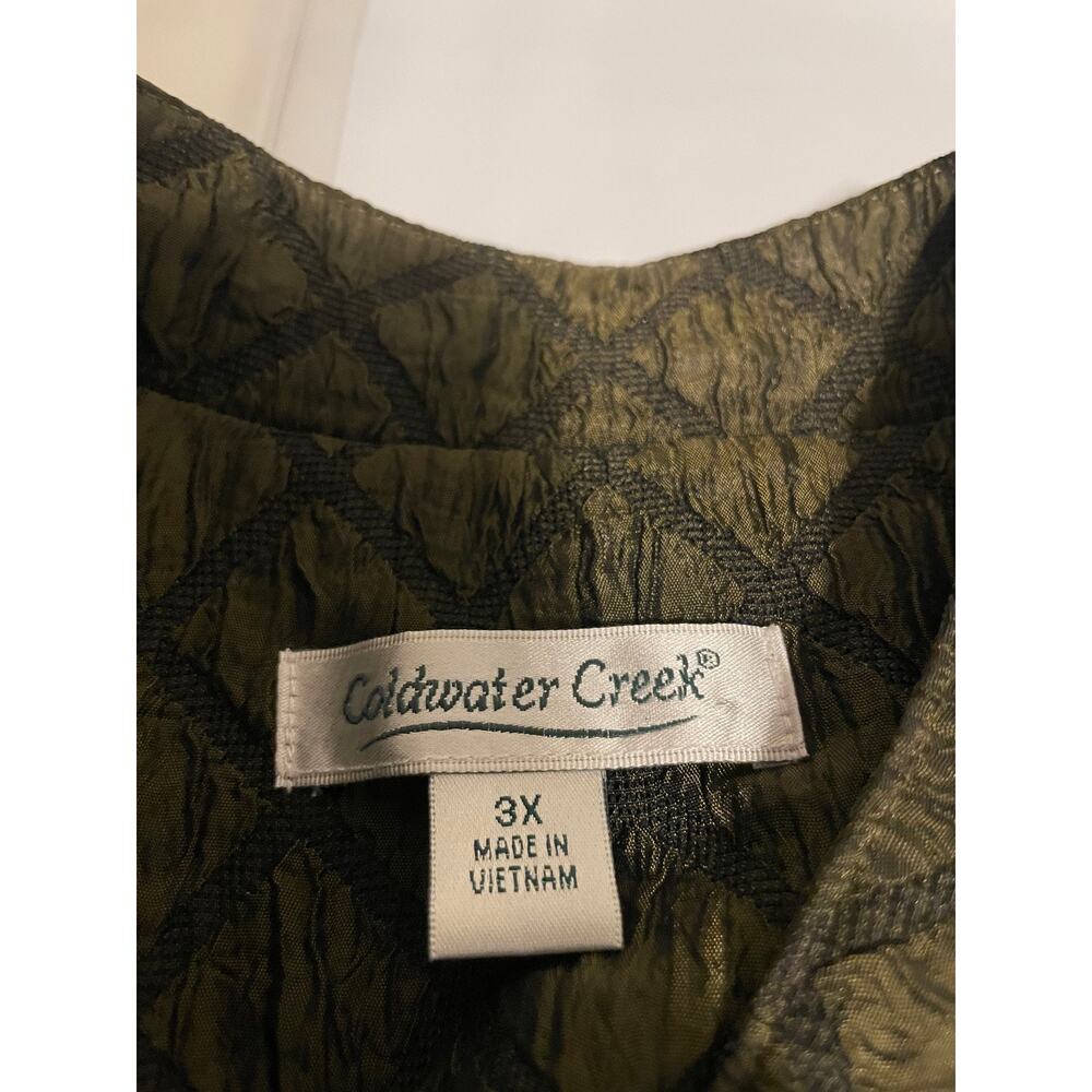 Coldwater Creek Jacket Womens 3X Green Taffeta Collarless Button Mid Length - Picture 3 of 8